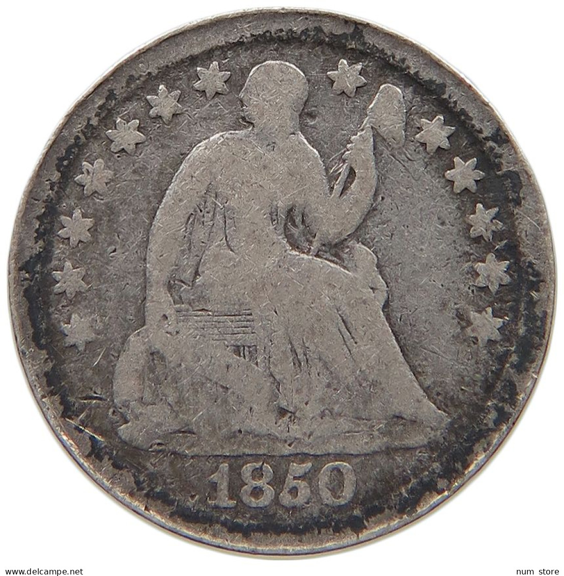 UNITED STATES OF AMERICA 1/2 DIME 1850 SEATED LIBERTY #c012 0335 - 1839-1891: Seated Liberty (Liberté Assise)