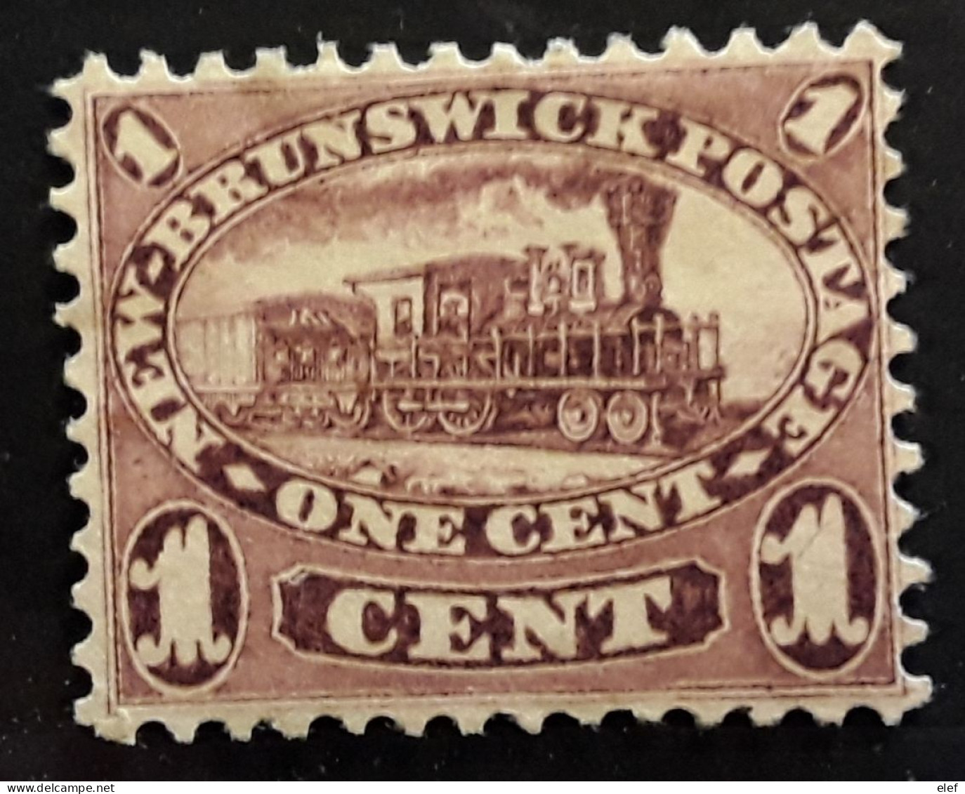 NOUVEAU NEW BRUNSWICK, 1860 - 1863 Yvert No 4 A , 1 C Violet Brun , Train Locomotive  , Neuf (*) , TB - Ungebraucht