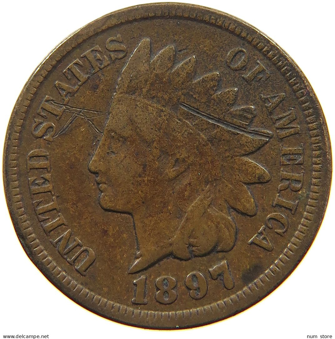 UNITED STATES OF AMERICA CENT 1897 INDIAN HEAD ENGRAVED #a036 0669 - 1859-1909: Indian Head