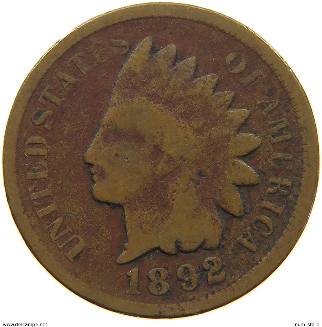 UNITED STATES OF AMERICA CENT 1892 INDIAN HEAD #c019 0349 - 1859-1909: Indian Head