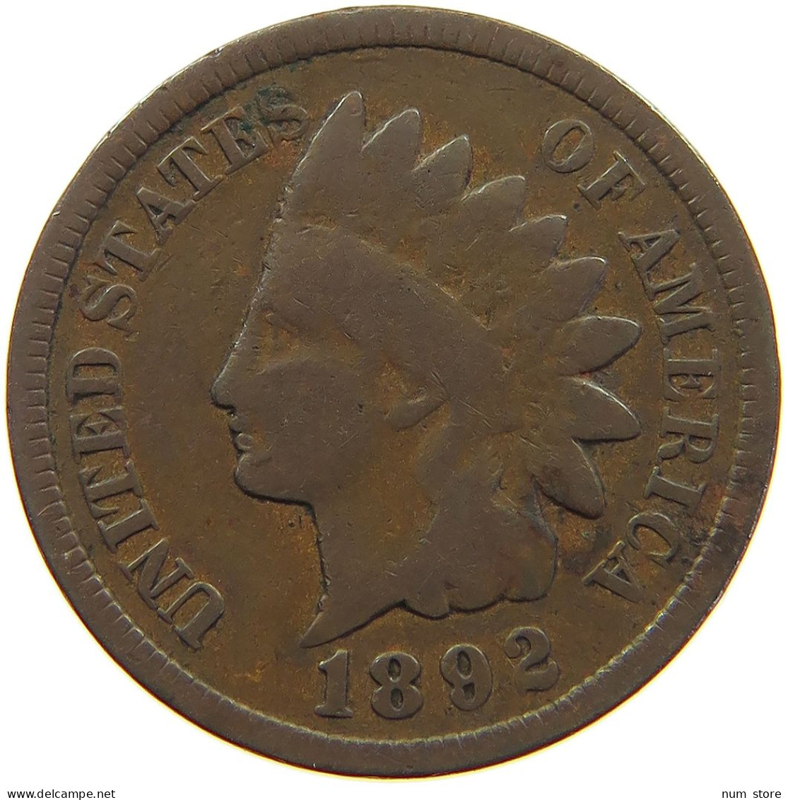 UNITED STATES OF AMERICA CENT 1892 INDIAN HEAD #a063 0203 - 1859-1909: Indian Head