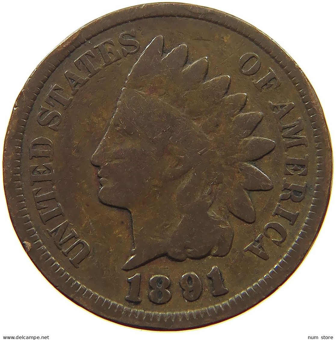 UNITED STATES OF AMERICA CENT 1891 INDIAN HEAD #s078 0923 - 1859-1909: Indian Head