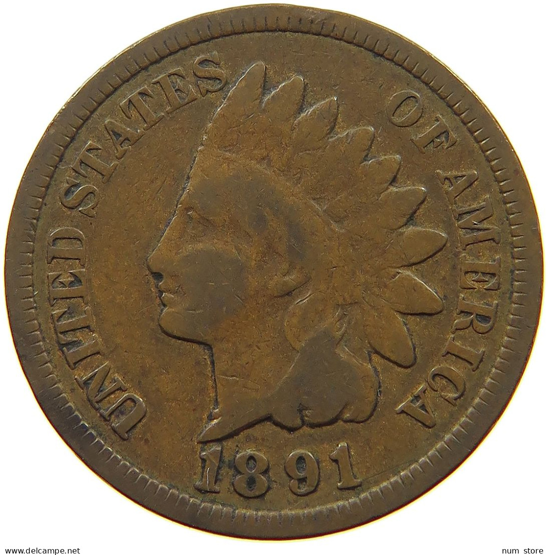 UNITED STATES OF AMERICA CENT 1891 INDIAN HEAD #s063 0127 - 1859-1909: Indian Head