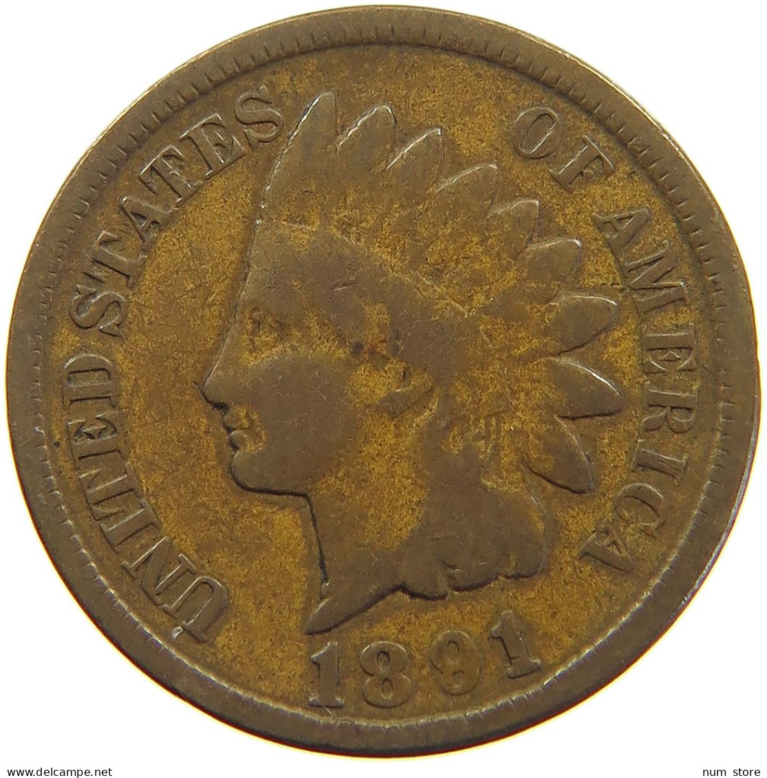 UNITED STATES OF AMERICA CENT 1891 INDIAN HEAD #c083 0633 - 1859-1909: Indian Head