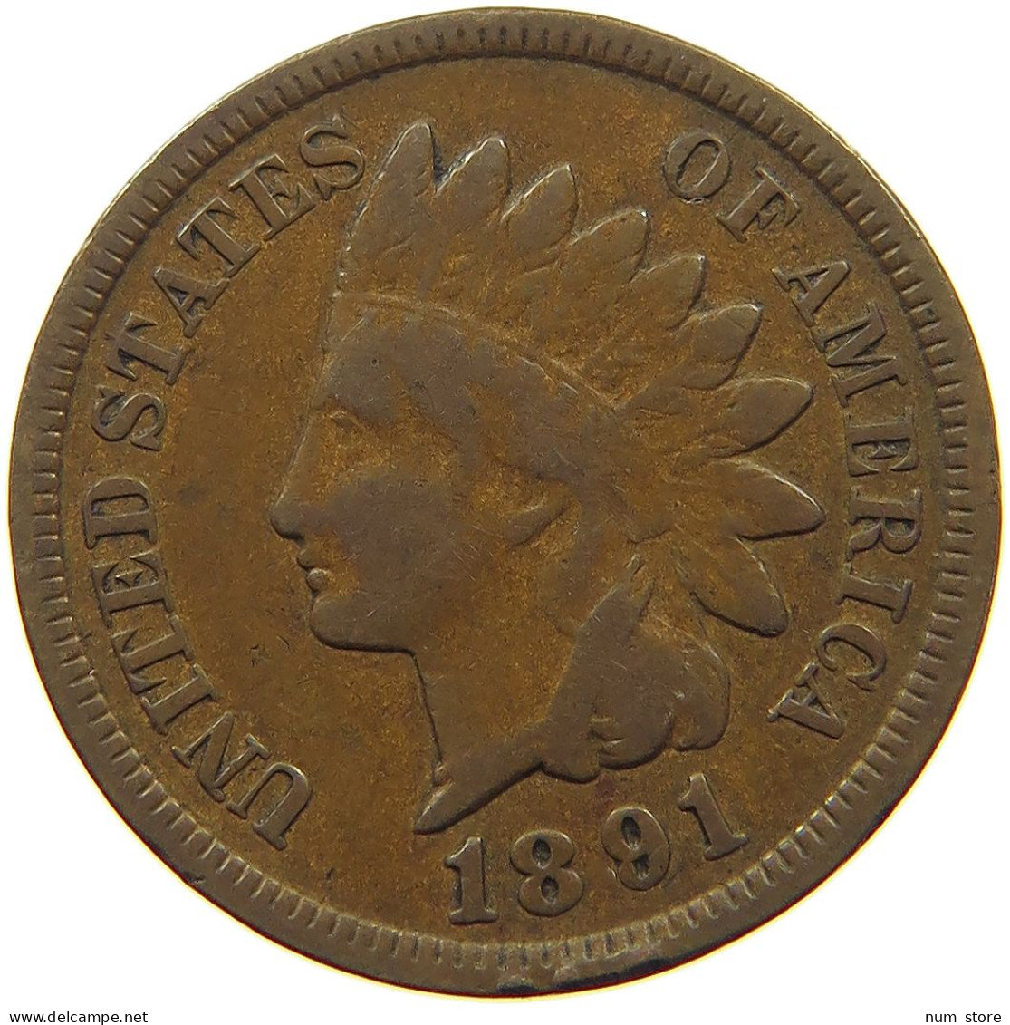 UNITED STATES OF AMERICA CENT 1891 INDIAN HEAD #c083 0675 - 1859-1909: Indian Head