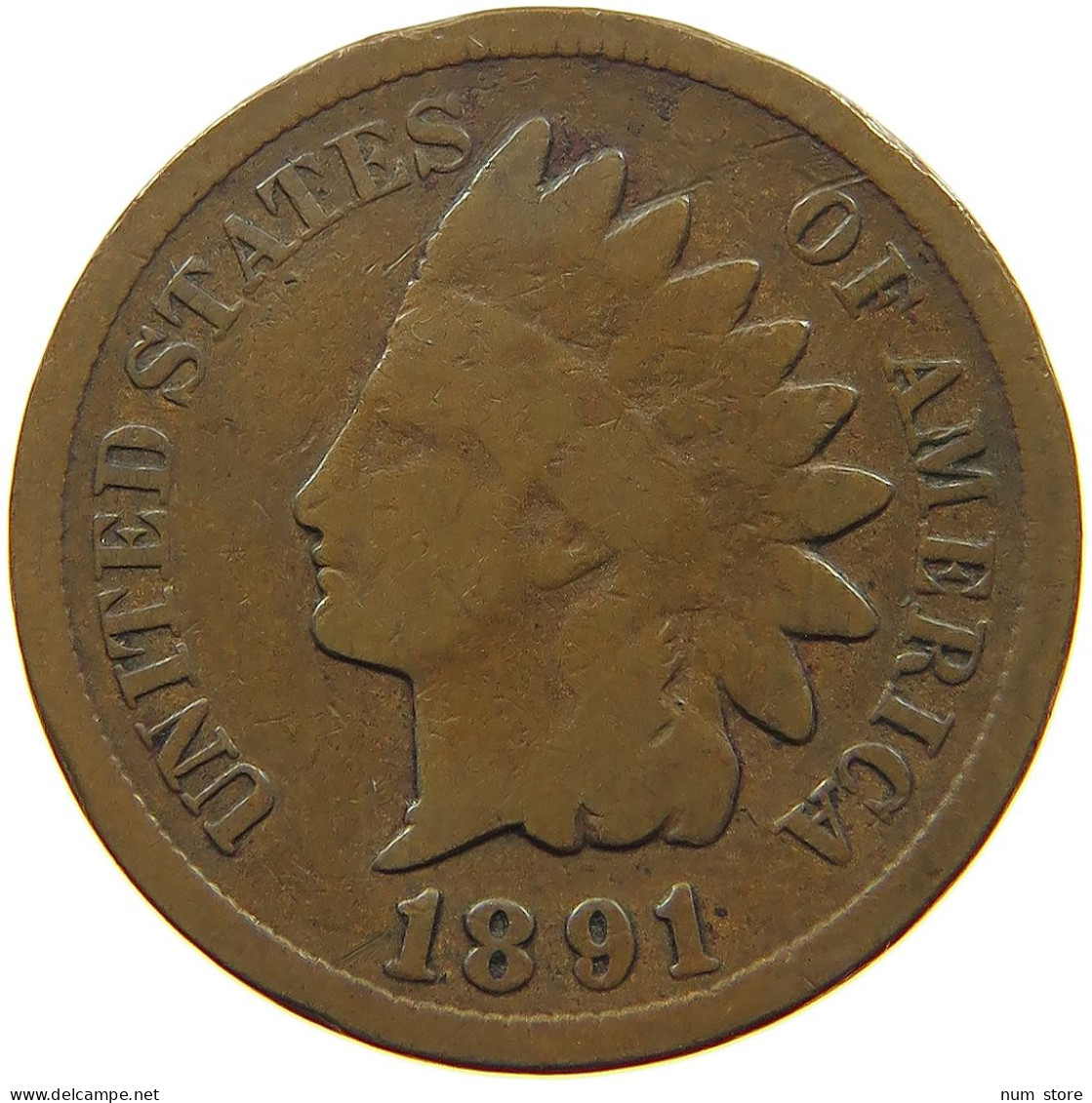 UNITED STATES OF AMERICA CENT 1891 INDIAN HEAD #s063 0173 - 1859-1909: Indian Head