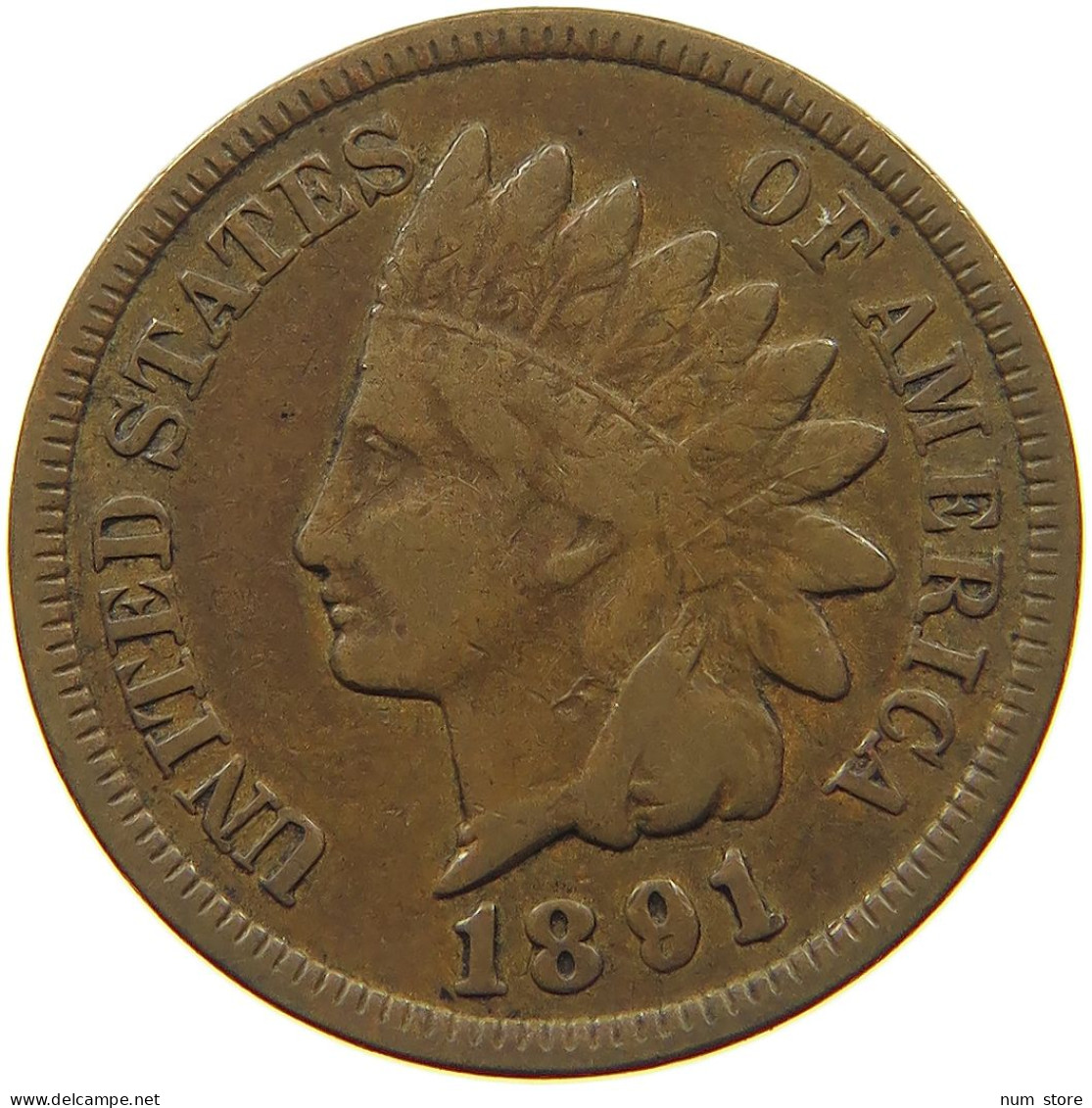 UNITED STATES OF AMERICA CENT 1891 INDIAN HEAD #c082 0265 - 1859-1909: Indian Head