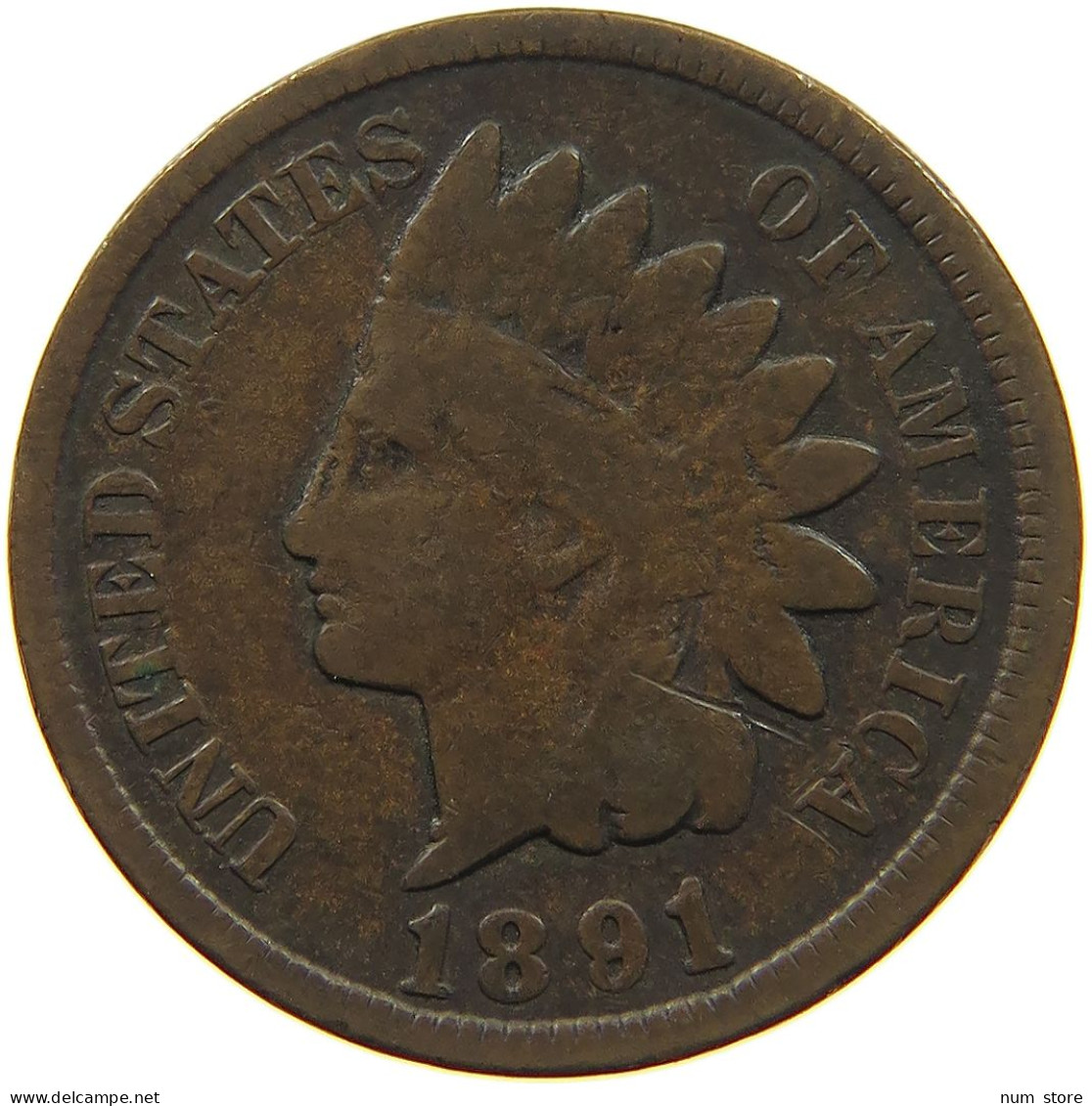 UNITED STATES OF AMERICA CENT 1891 INDIAN HEAD #c013 0123 - 1859-1909: Indian Head