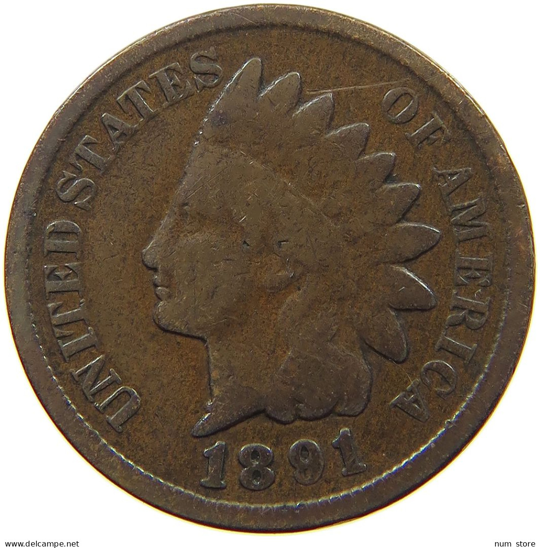 UNITED STATES OF AMERICA CENT 1891 INDIAN HEAD #a094 0283 - 1859-1909: Indian Head