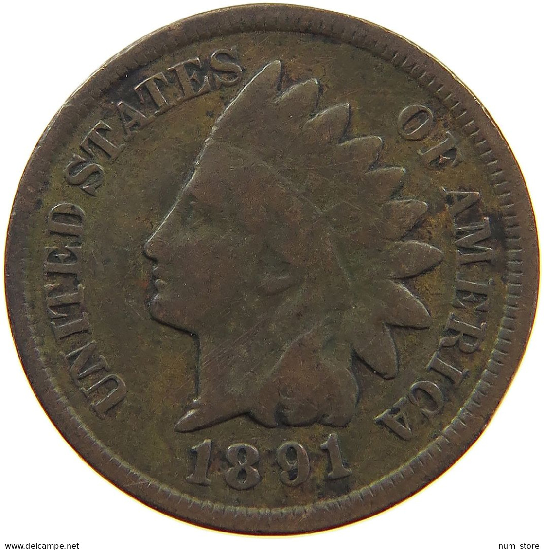 UNITED STATES OF AMERICA CENT 1891 INDIAN HEAD #a013 0361 - 1859-1909: Indian Head