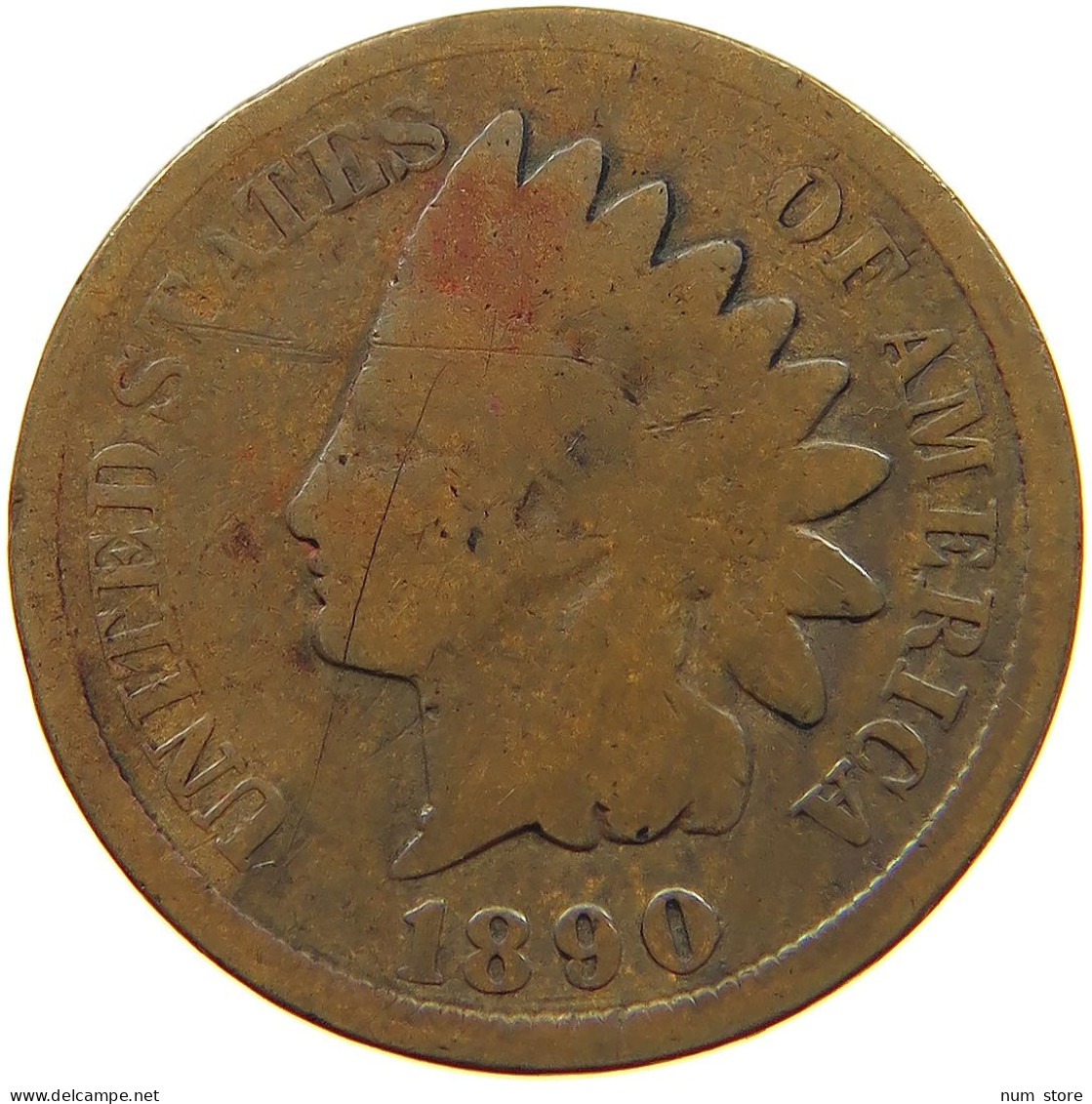 UNITED STATES OF AMERICA CENT 1890 INDIAN HEAD #s063 0279 - 1859-1909: Indian Head