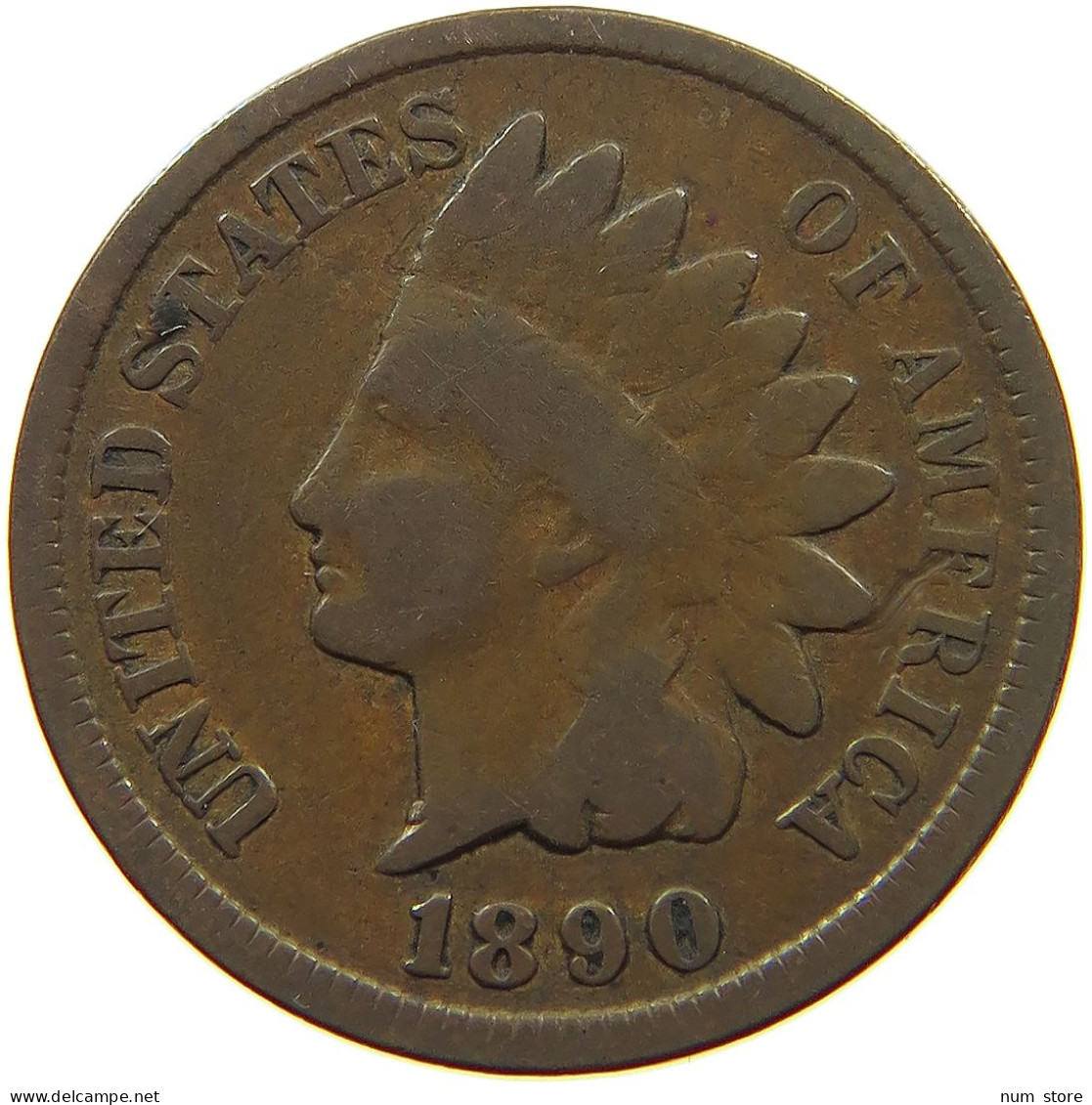 UNITED STATES OF AMERICA CENT 1890 INDIAN HEAD #s063 0185 - 1859-1909: Indian Head
