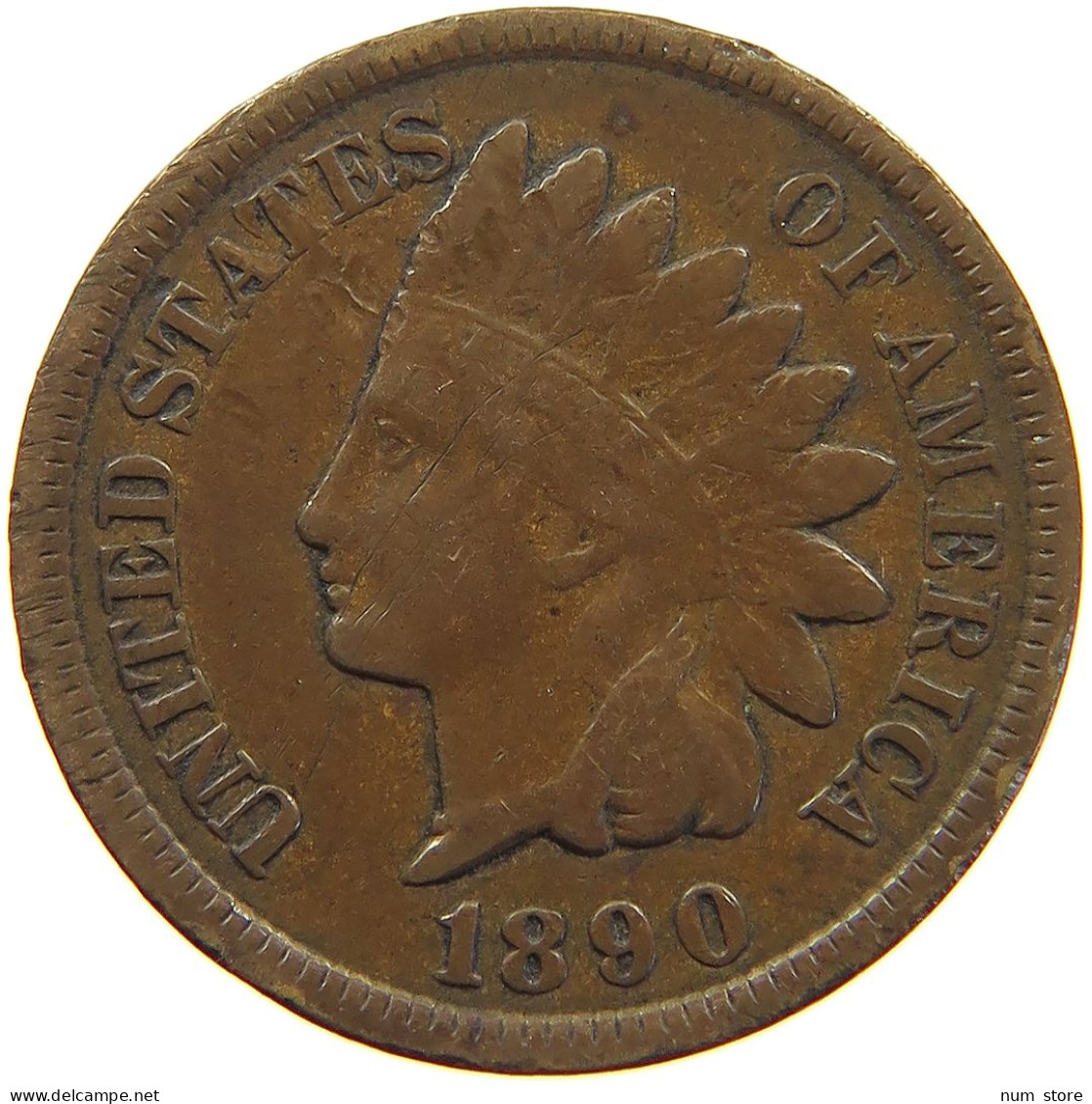 UNITED STATES OF AMERICA CENT 1890 INDIAN HEAD #c034 0137 - 1859-1909: Indian Head