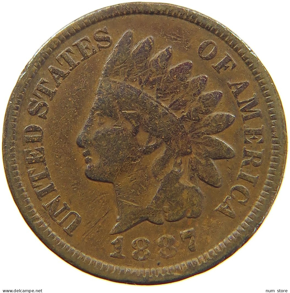 UNITED STATES OF AMERICA CENT 1887 INDIAN HEAD #c083 0645 - 1859-1909: Indian Head