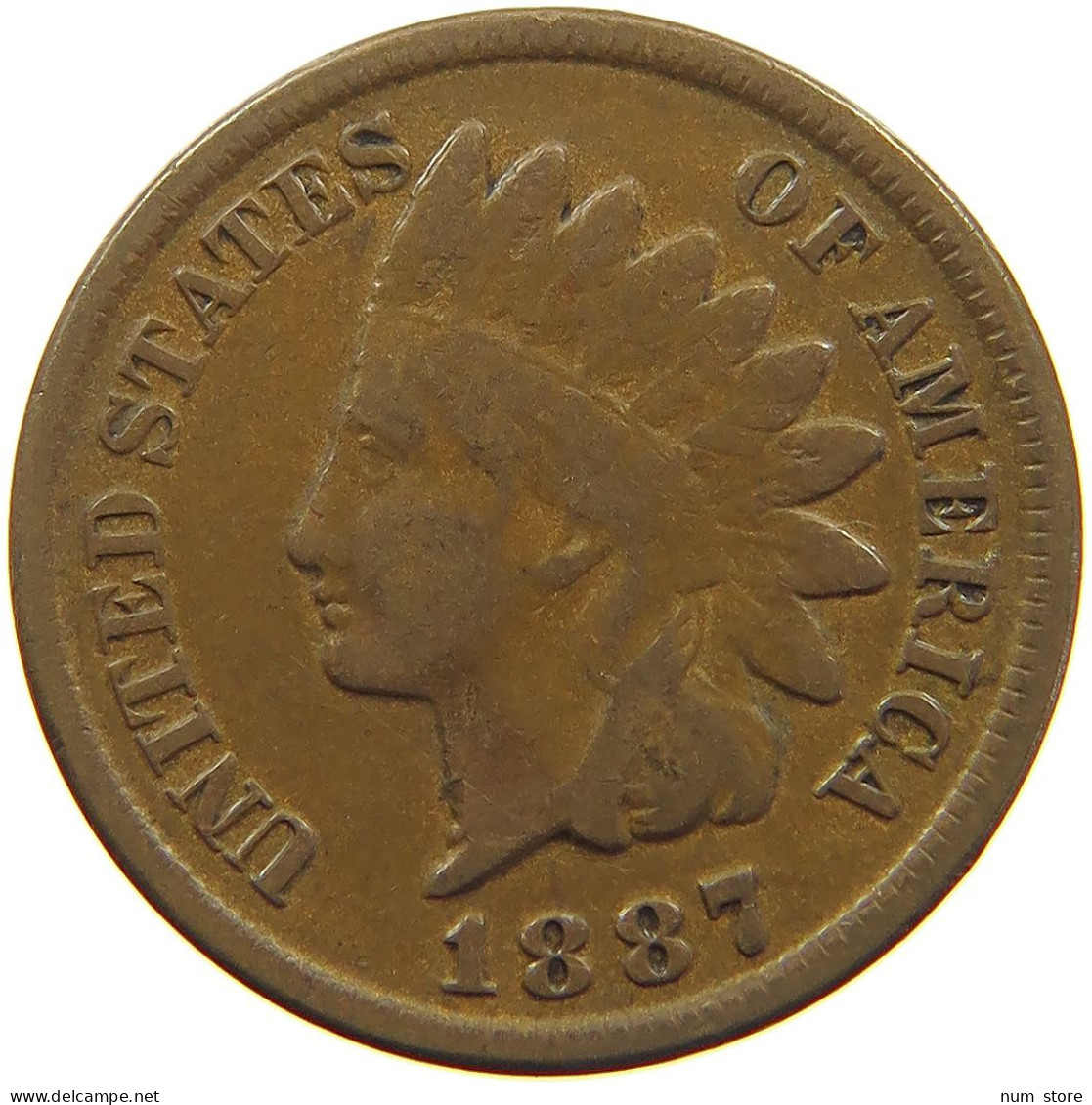 UNITED STATES OF AMERICA CENT 1887 INDIAN HEAD #c083 0621 - 1859-1909: Indian Head