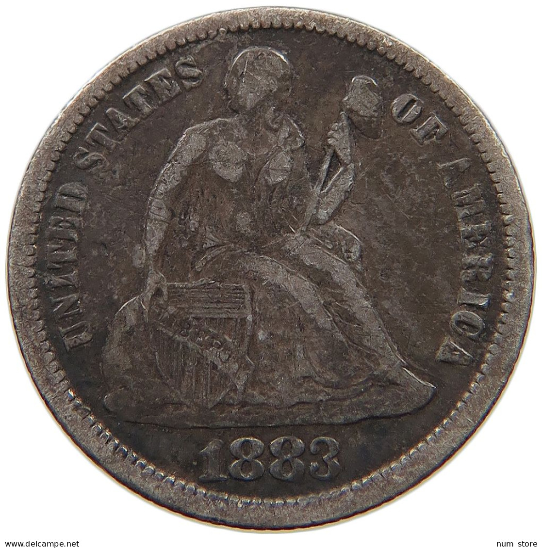 UNITED STATES OF AMERICA DIME 1883 SEATED LIBERTY #t110 1065 - 1837-1891: Seated Liberty (Libertà Seduta)