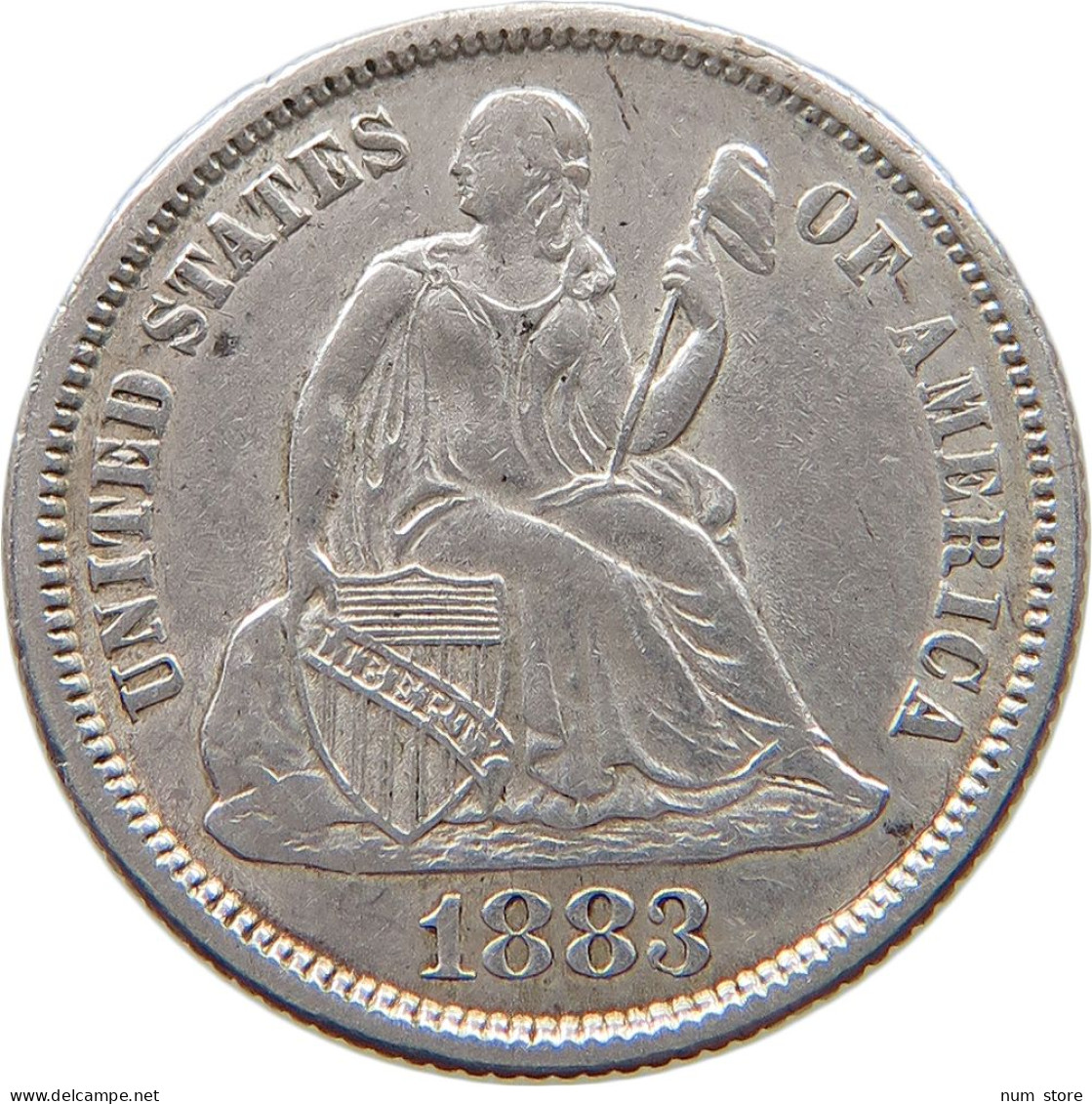 UNITED STATES OF AMERICA DIME 1883 SEATED LIBERTY #t121 0259 - 1837-1891: Seated Liberty