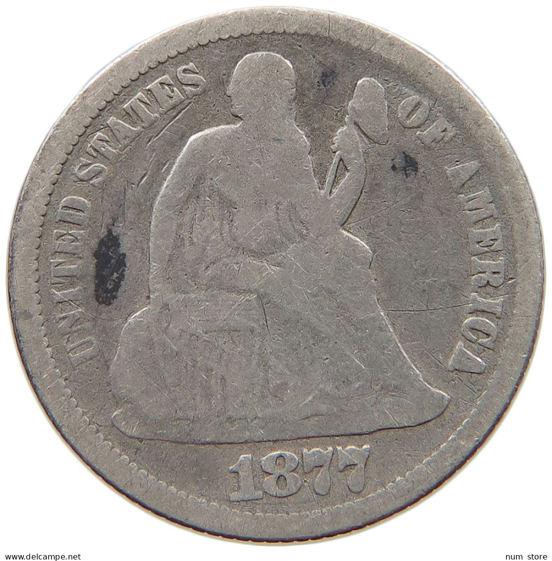 UNITED STATES OF AMERICA DIME 1877 SEATED LIBERTY #c058 0285 - 1837-1891: Seated Liberty