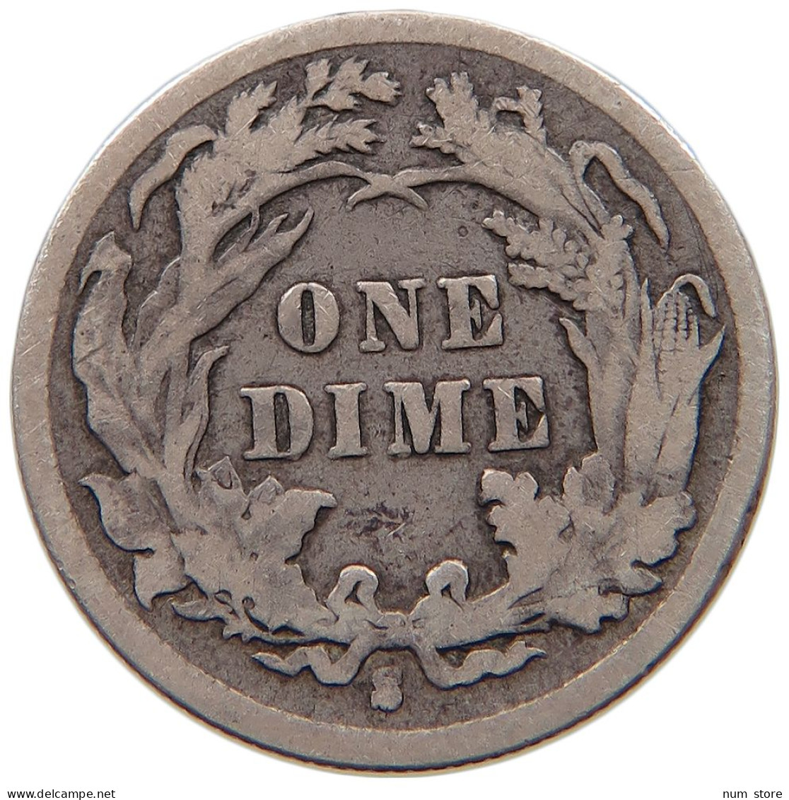 UNITED STATES OF AMERICA DIME 1877 S SEATED LIBERTY #t156 0525 - 1837-1891: Seated Liberty