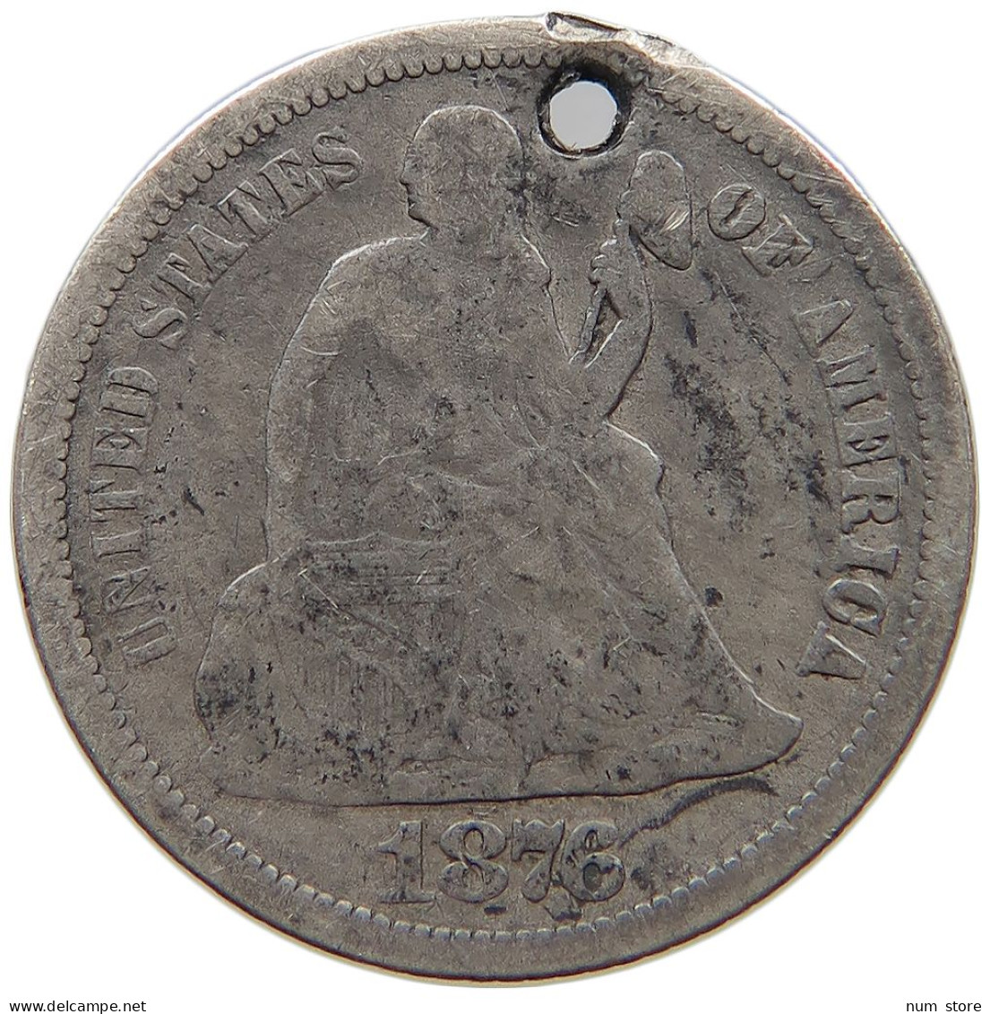 UNITED STATES OF AMERICA DIME 1876 SEATED LIBERTY #c004 0171 - 1837-1891: Seated Liberty (Libertà Seduta)