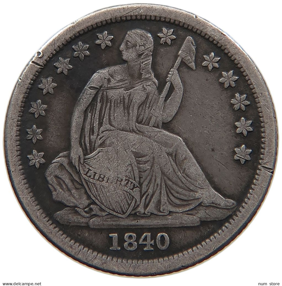 UNITED STATES OF AMERICA DIME 1840 O SEATED LIBERTY #t143 0387 - 1837-1891: Seated Liberty (Liberté Assise)