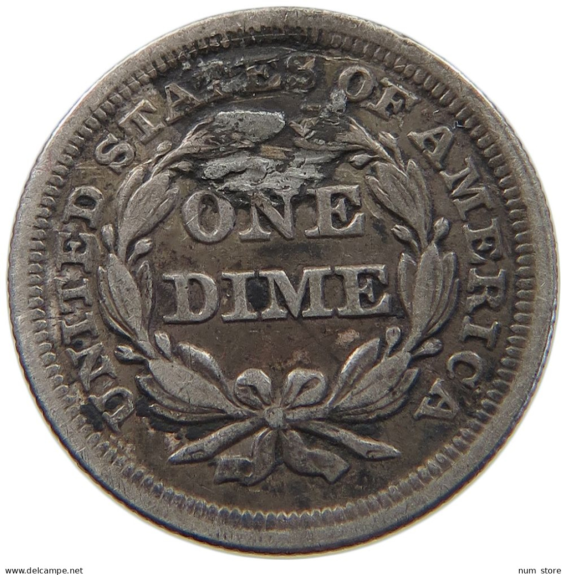 UNITED STATES OF AMERICA DIME  SEATED LIBERTY ENGRAVED 8 POINTED ORNATE STAR #t123 0553 - 1837-1891: Seated Liberty (Libertà Seduta)