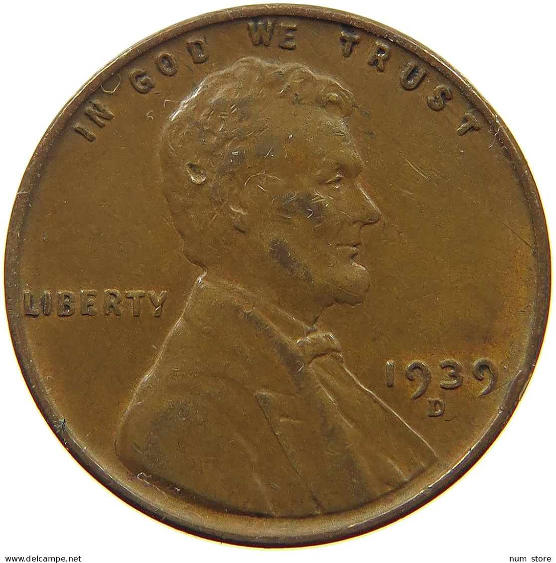 UNITED STATES OF AMERICA CENT 1939 D LINCOLN WHEAT #s063 0793 - 1909-1958: Lincoln, Wheat Ears Reverse