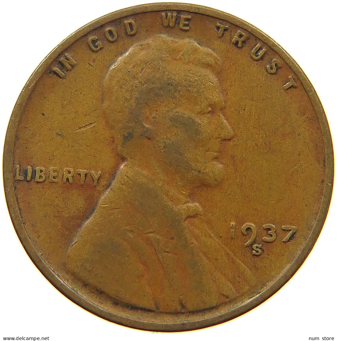 UNITED STATES OF AMERICA CENT 1937 S LINCOLN WHEAT #s063 0737 - 1909-1958: Lincoln, Wheat Ears Reverse