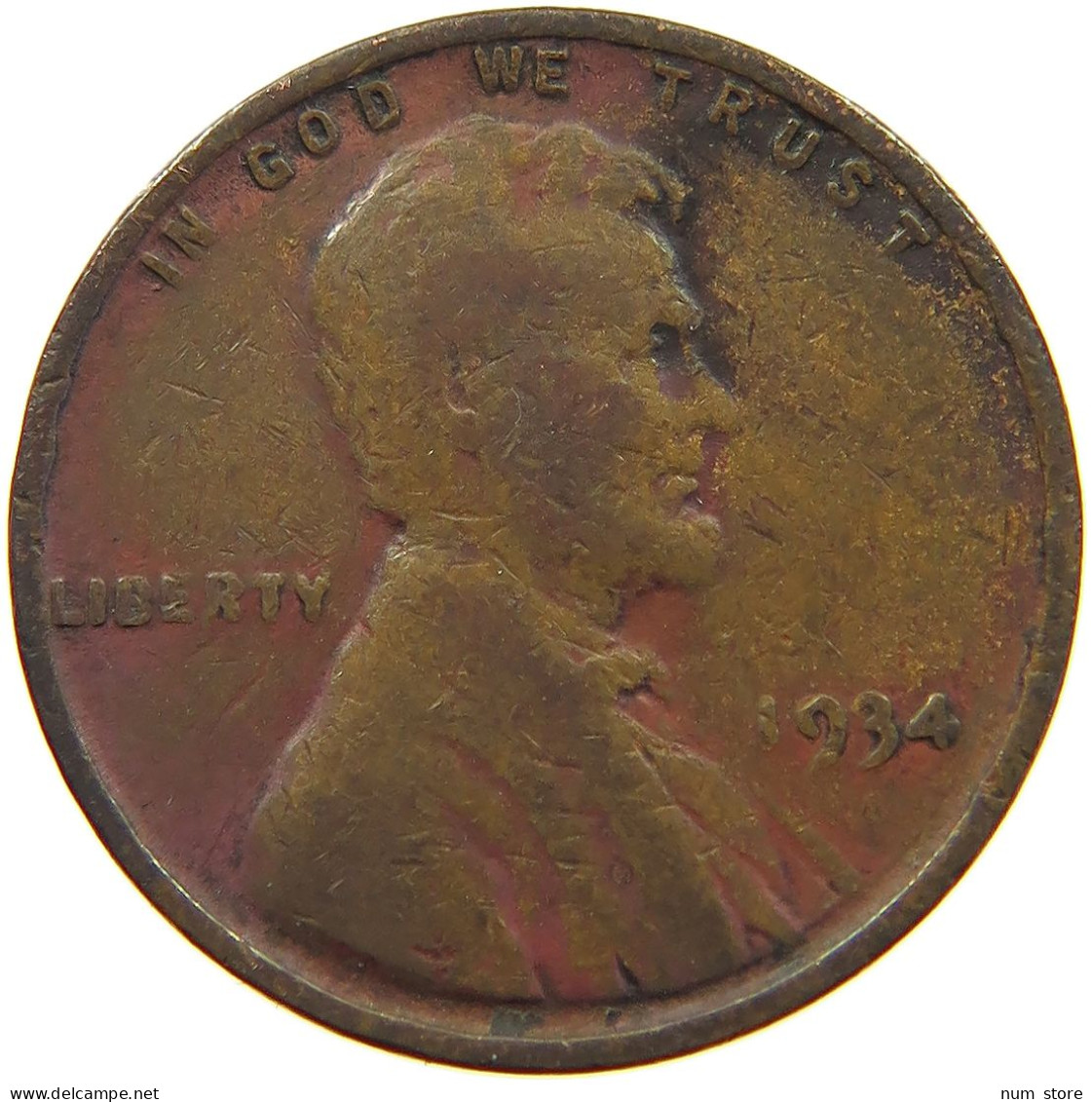 UNITED STATES OF AMERICA CENT 1934 LINCOLN WHEAT #s054 0657 - 1909-1958: Lincoln, Wheat Ears Reverse