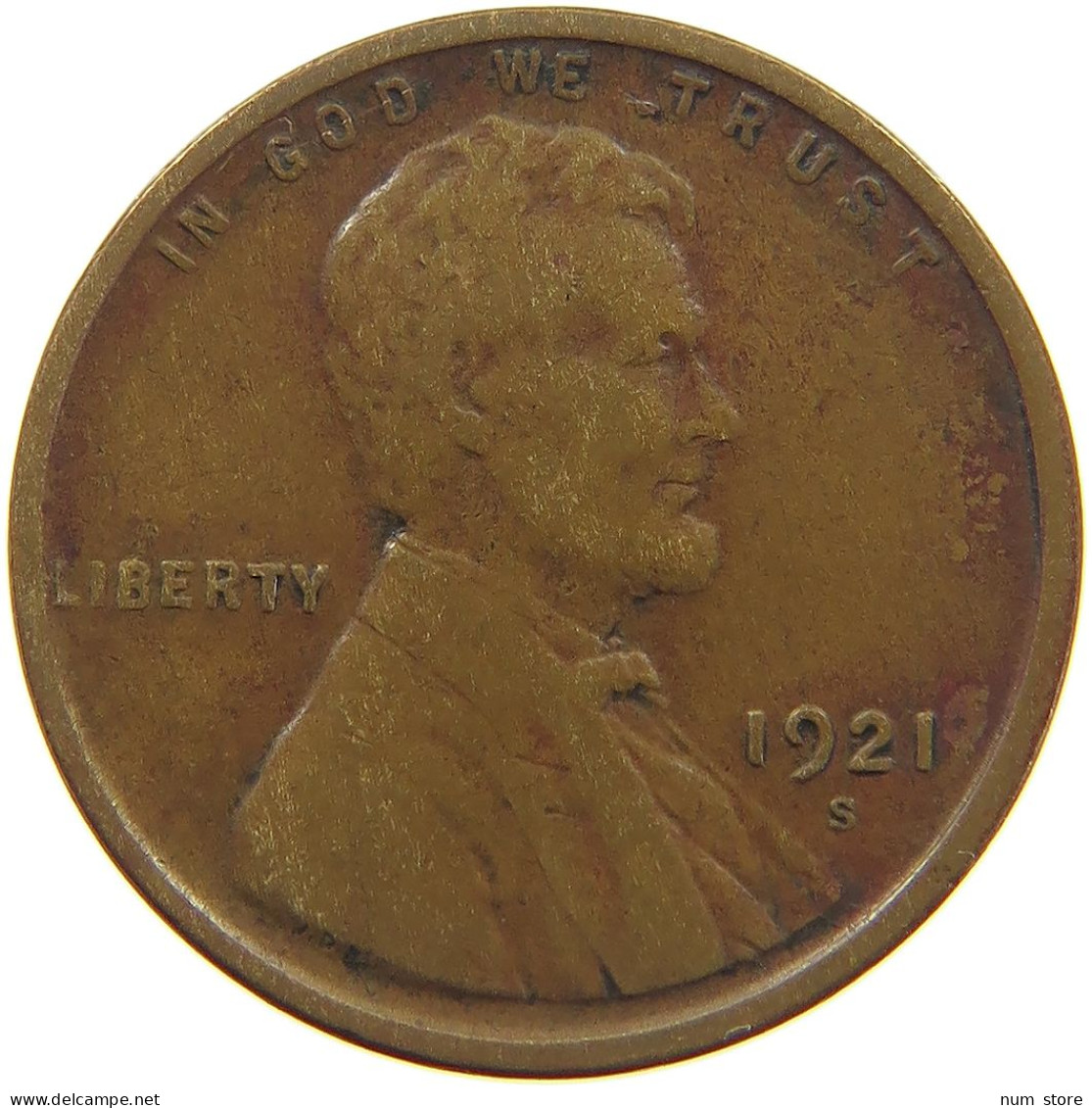 UNITED STATES OF AMERICA CENT 1921 S Lincoln Wheat #t001 0187 - 1909-1958: Lincoln, Wheat Ears Reverse