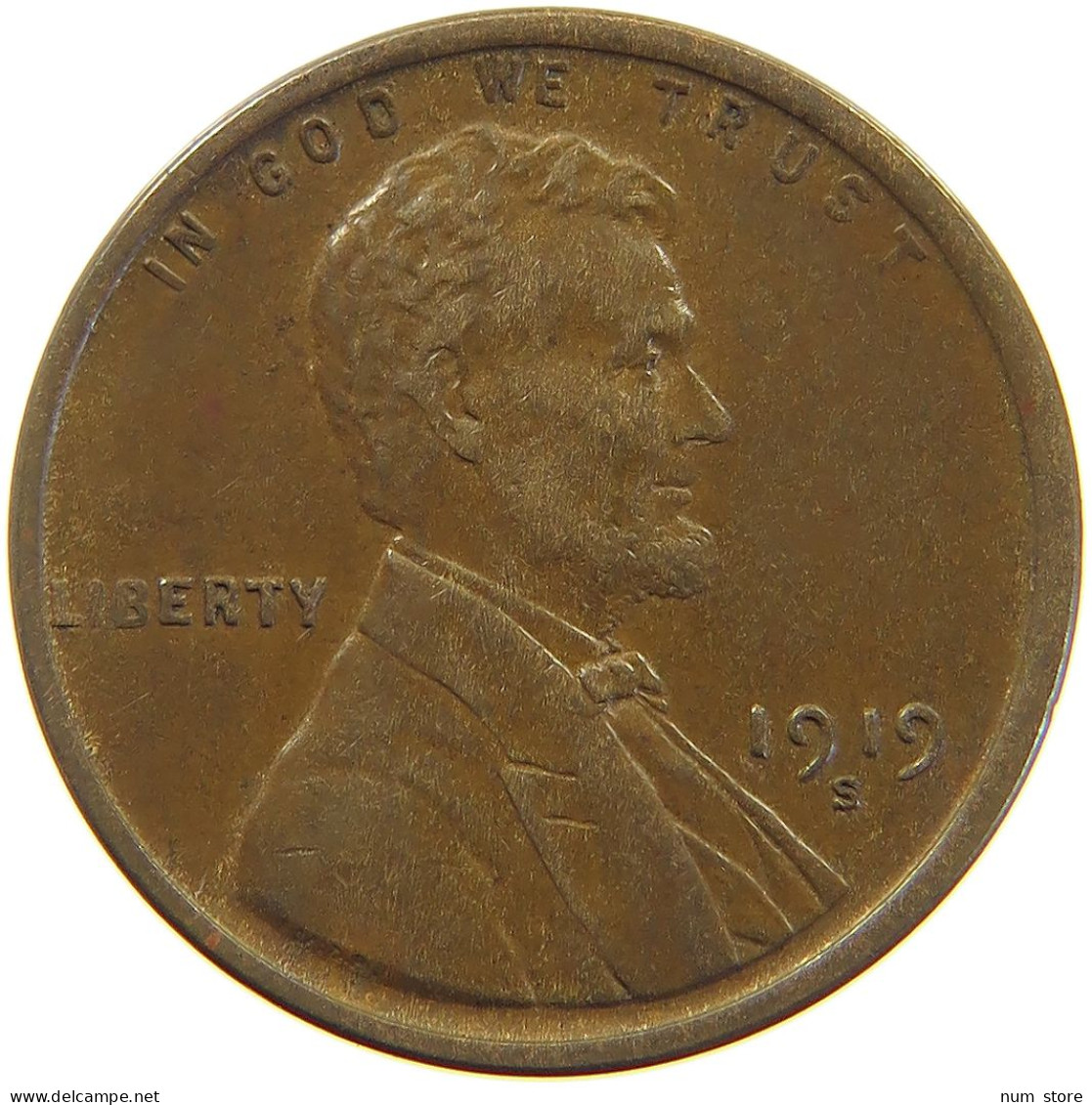 UNITED STATES OF AMERICA CENT 1919 S Lincoln Wheat #t157 0559 - 1909-1958: Lincoln, Wheat Ears Reverse