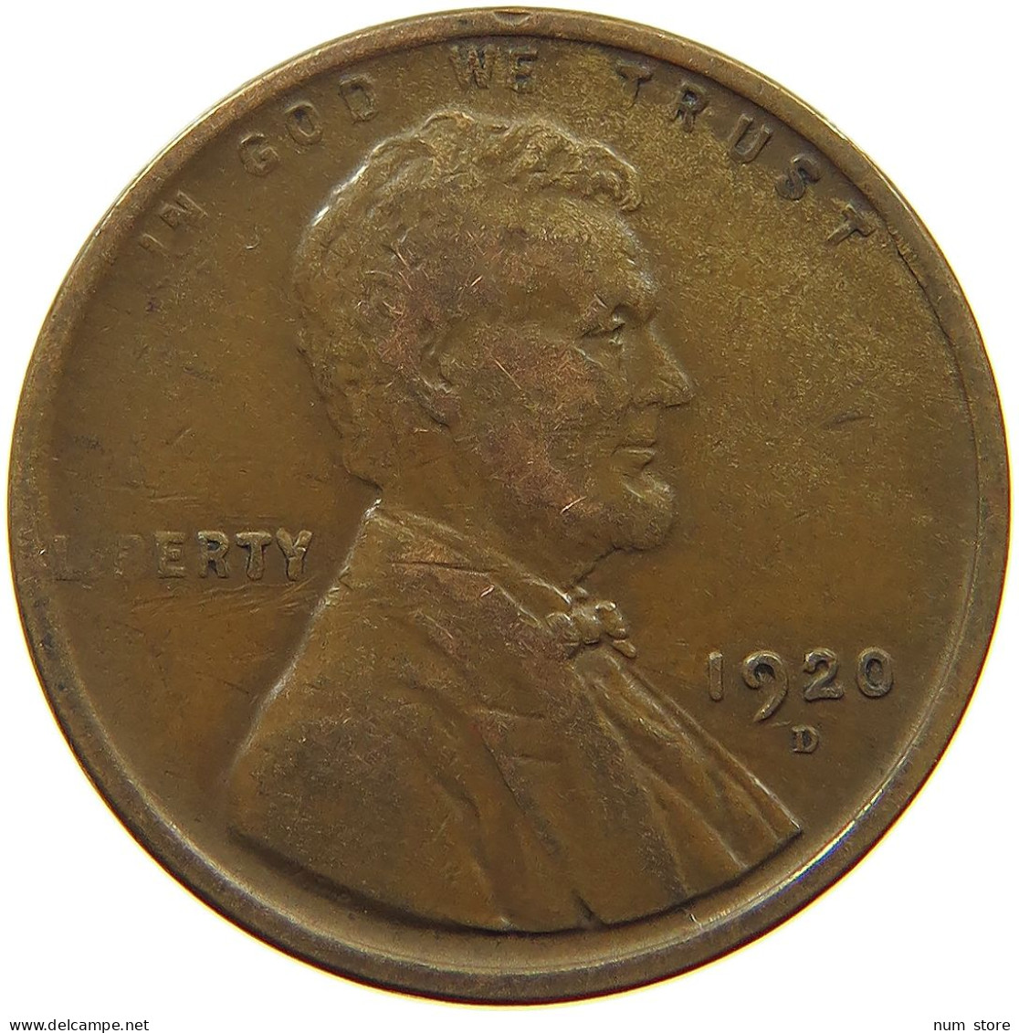 UNITED STATES OF AMERICA CENT 1920 D Lincoln Wheat #s063 0677 - 1909-1958: Lincoln, Wheat Ears Reverse