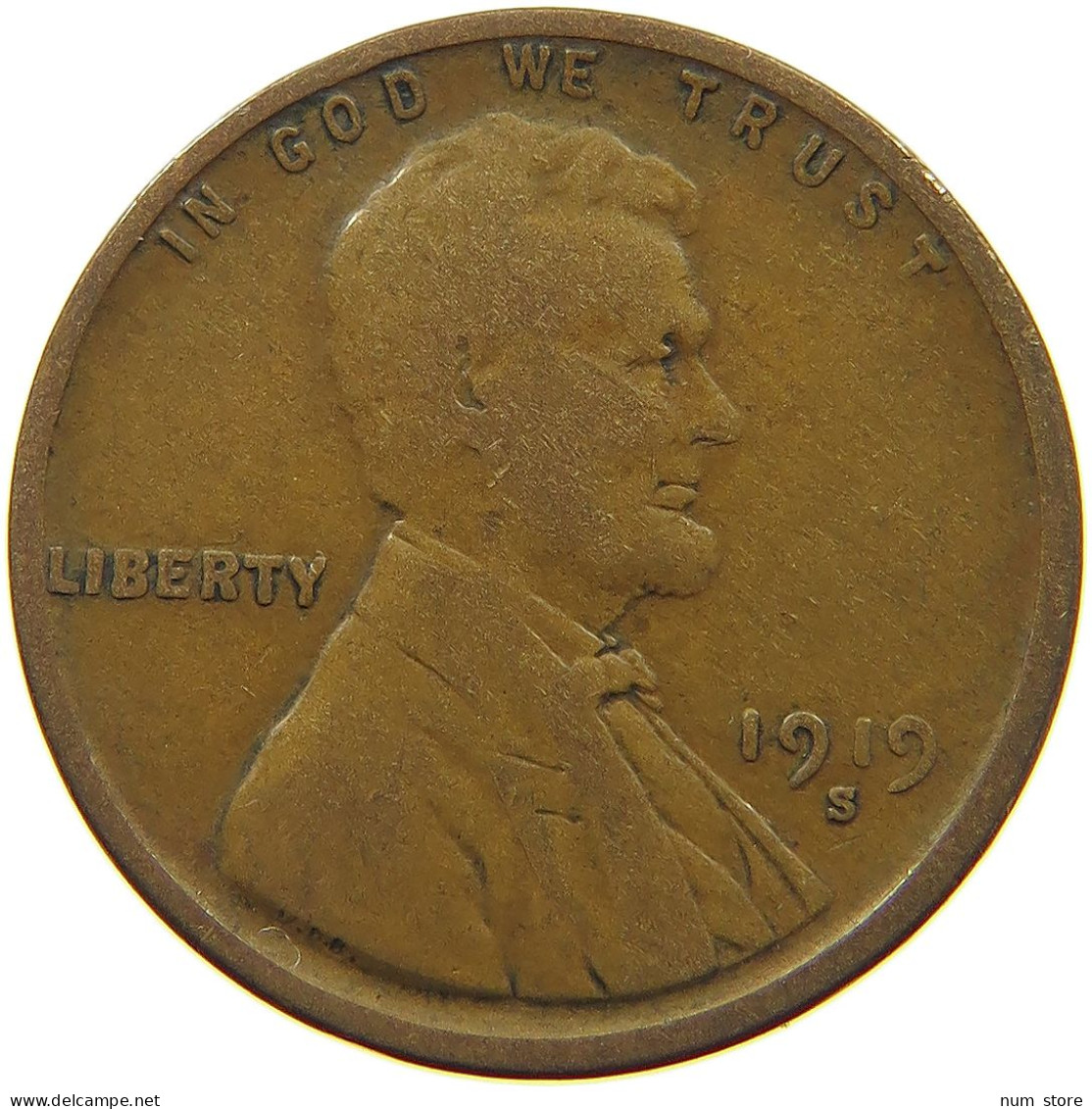 UNITED STATES OF AMERICA CENT 1919 S Lincoln Wheat #s063 0903 - 1909-1958: Lincoln, Wheat Ears Reverse