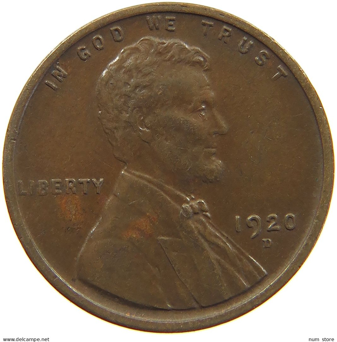 UNITED STATES OF AMERICA CENT 1920 D Lincoln Wheat #c036 0331 - 1909-1958: Lincoln, Wheat Ears Reverse