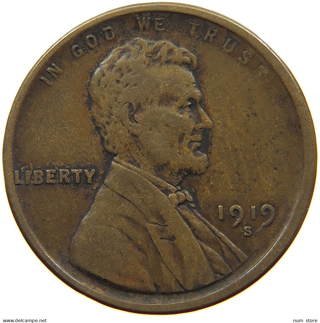 UNITED STATES OF AMERICA CENT 1919 S Lincoln Wheat #a085 0943 - 1909-1958: Lincoln, Wheat Ears Reverse