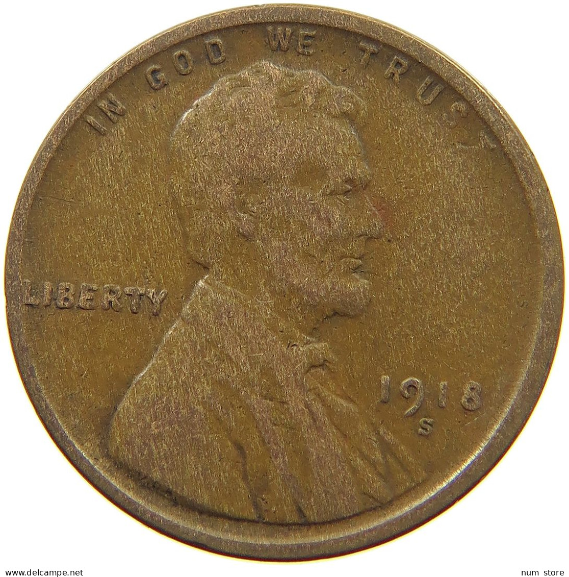 UNITED STATES OF AMERICA CENT 1918 S Lincoln Wheat #s063 0917 - 1909-1958: Lincoln, Wheat Ears Reverse
