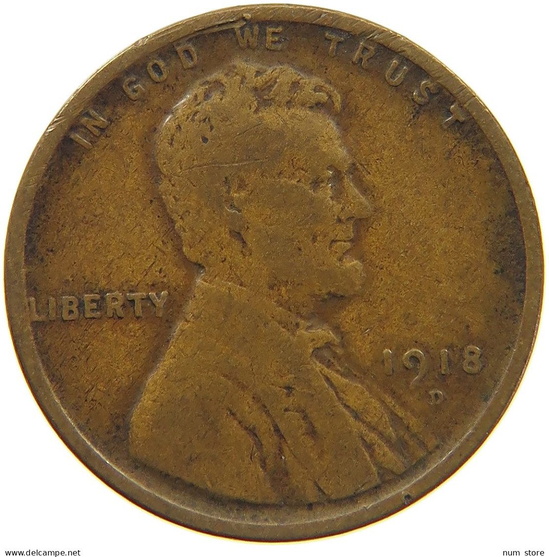 UNITED STATES OF AMERICA CENT 1918 D LINCOLN WHEAT #c017 0357 - 1909-1958: Lincoln, Wheat Ears Reverse