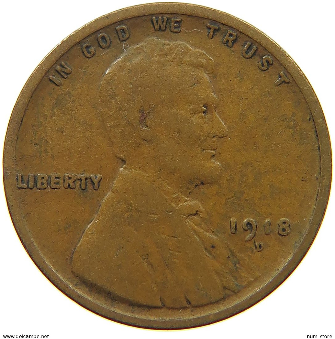 UNITED STATES OF AMERICA CENT 1918 D Lincoln Wheat #s063 0923 - 1909-1958: Lincoln, Wheat Ears Reverse