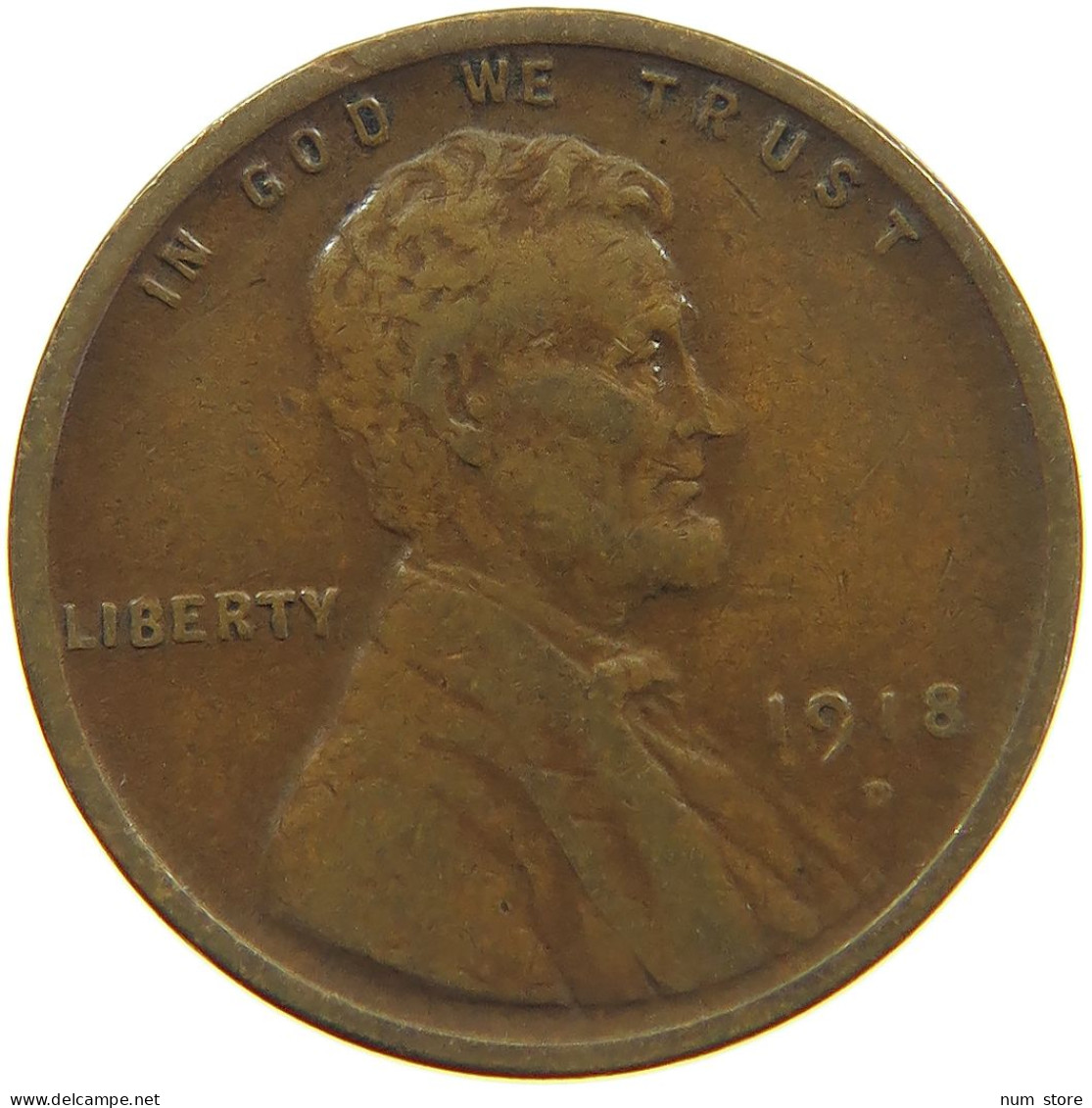 UNITED STATES OF AMERICA CENT 1918 D Lincoln Wheat #t001 0195 - 1909-1958: Lincoln, Wheat Ears Reverse