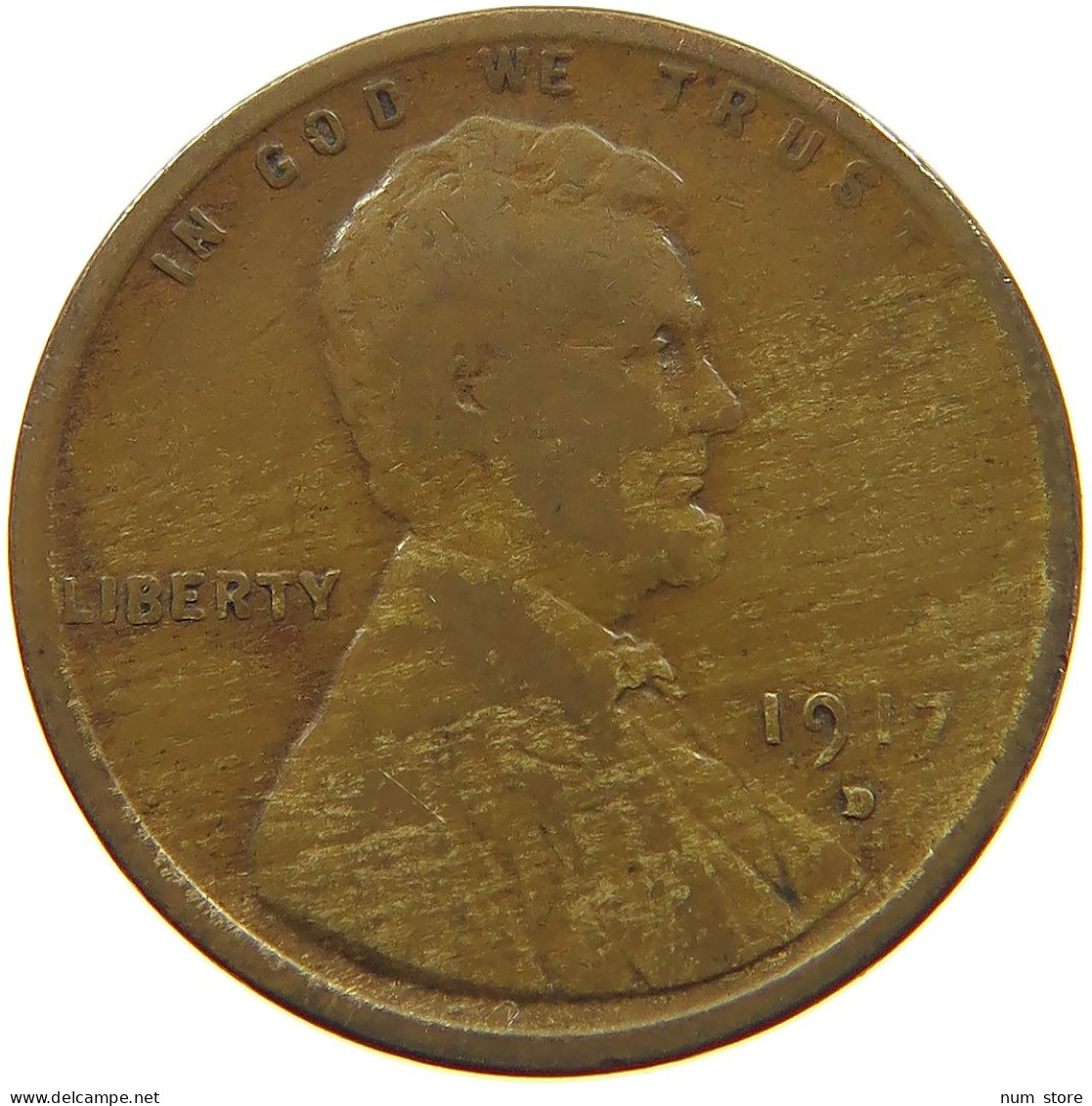 UNITED STATES OF AMERICA CENT 1917 D Lincoln Wheat #s078 0041 - 1909-1958: Lincoln, Wheat Ears Reverse