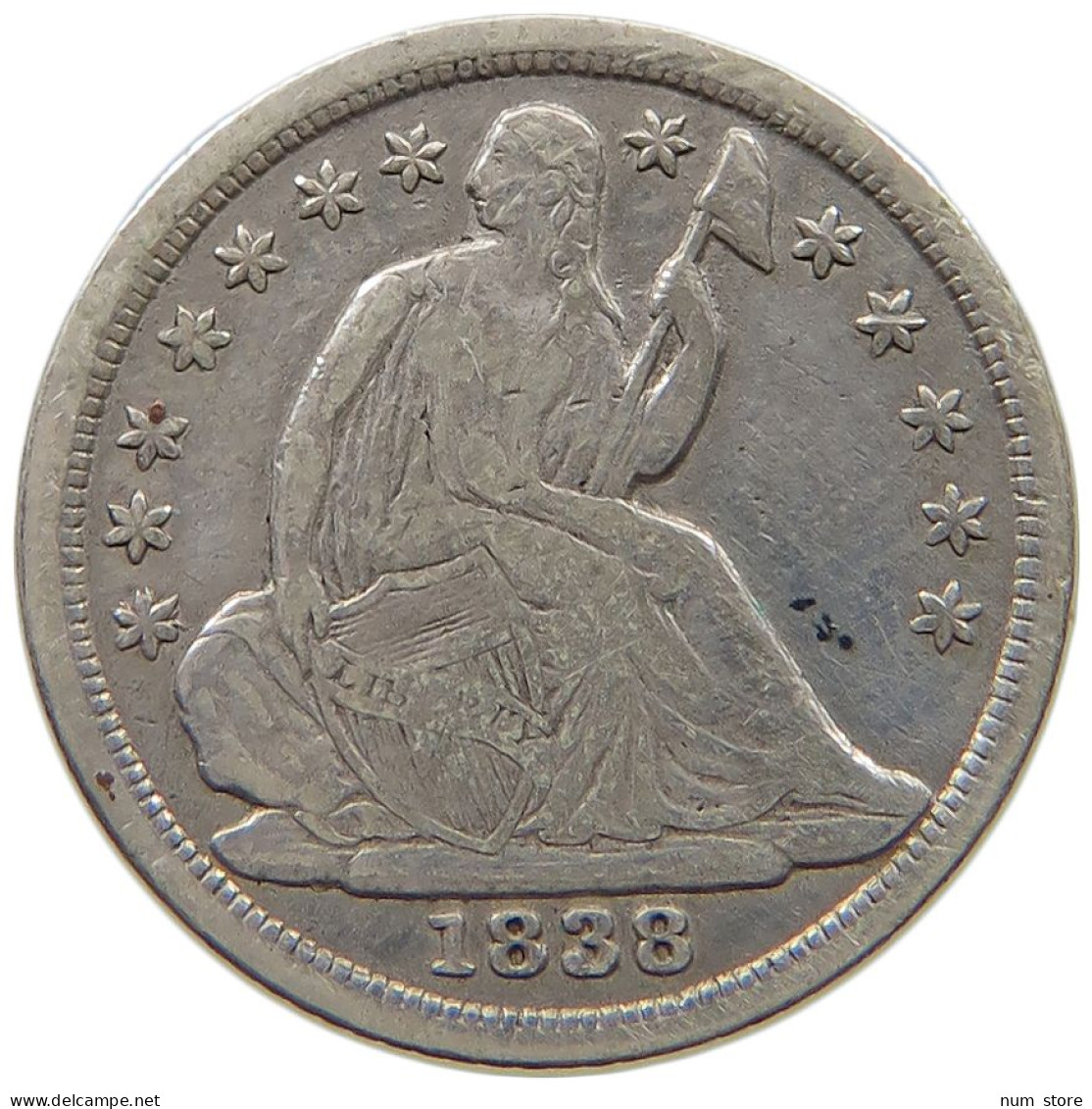 UNITED STATES OF AMERICA HALF DIME 1838 SEATED LIBERTY #t003 0317 - Half Dimes (Mezzi Dimes)