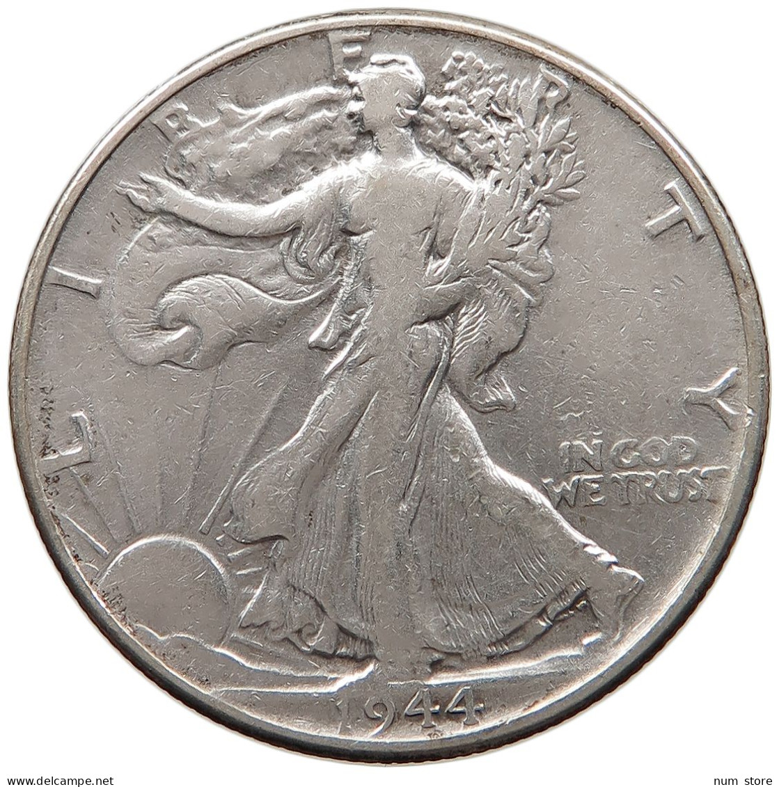 UNITED STATES OF AMERICA HALF 1/2 DOLLAR 1944 WALKING LIBERTY #t143 0311 - 1916-1947: Liberty Walking (Liberté Marchant)