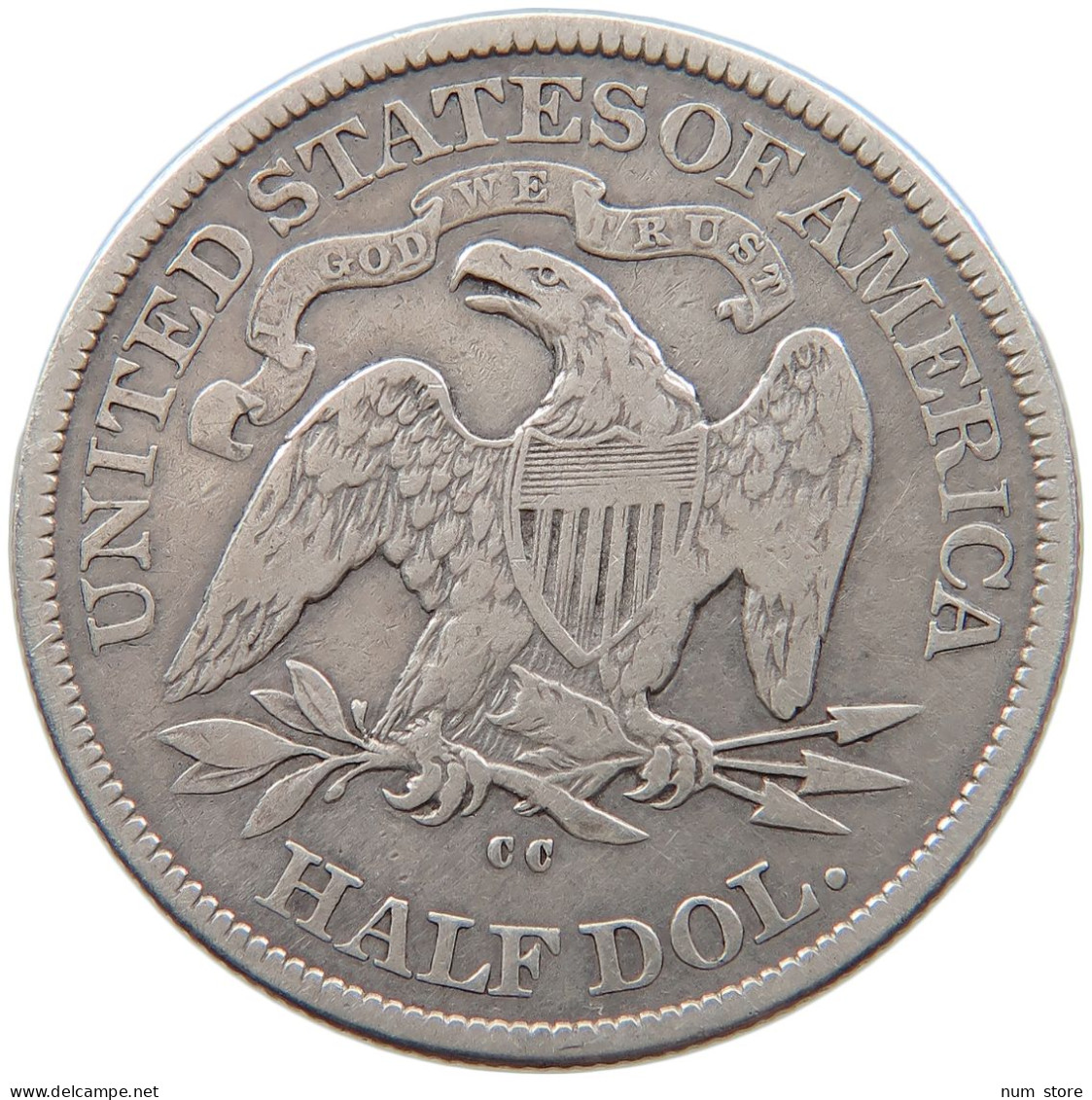 UNITED STATES OF AMERICA HALF 1/2 DOLLAR 1877 CC SEATED LIBERTY #t127 0357 - 1839-1891: Seated Liberty (Liberté Assise)