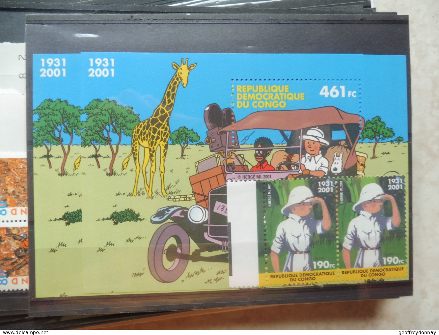 Rdc Congo 2 Bl Bloc Blok 205 + 2092 Fois 2 Tintin Kuifje Mnh Neuf ** Perfect Parfait ( 2001 ) - Mint/hinged