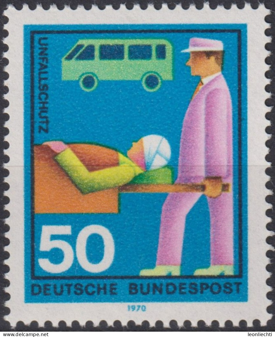 1970 Deutschland > BRD, ** Mi:DE 633, Sn:DE 1026, Yt:DE 499, Unfallschutz, Freiwillige Hilfsdienste - Accidentes Y Seguridad Vial