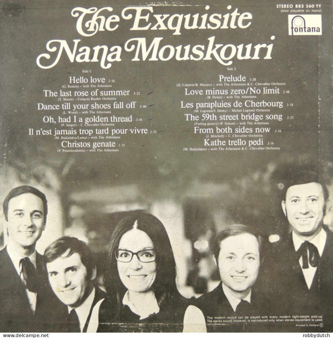 * LP *  NANA MOUSKOURI - THE EXQUISITE NANA MOUSKOURI (Holland 1969 EX-) - Autres - Musique Anglaise