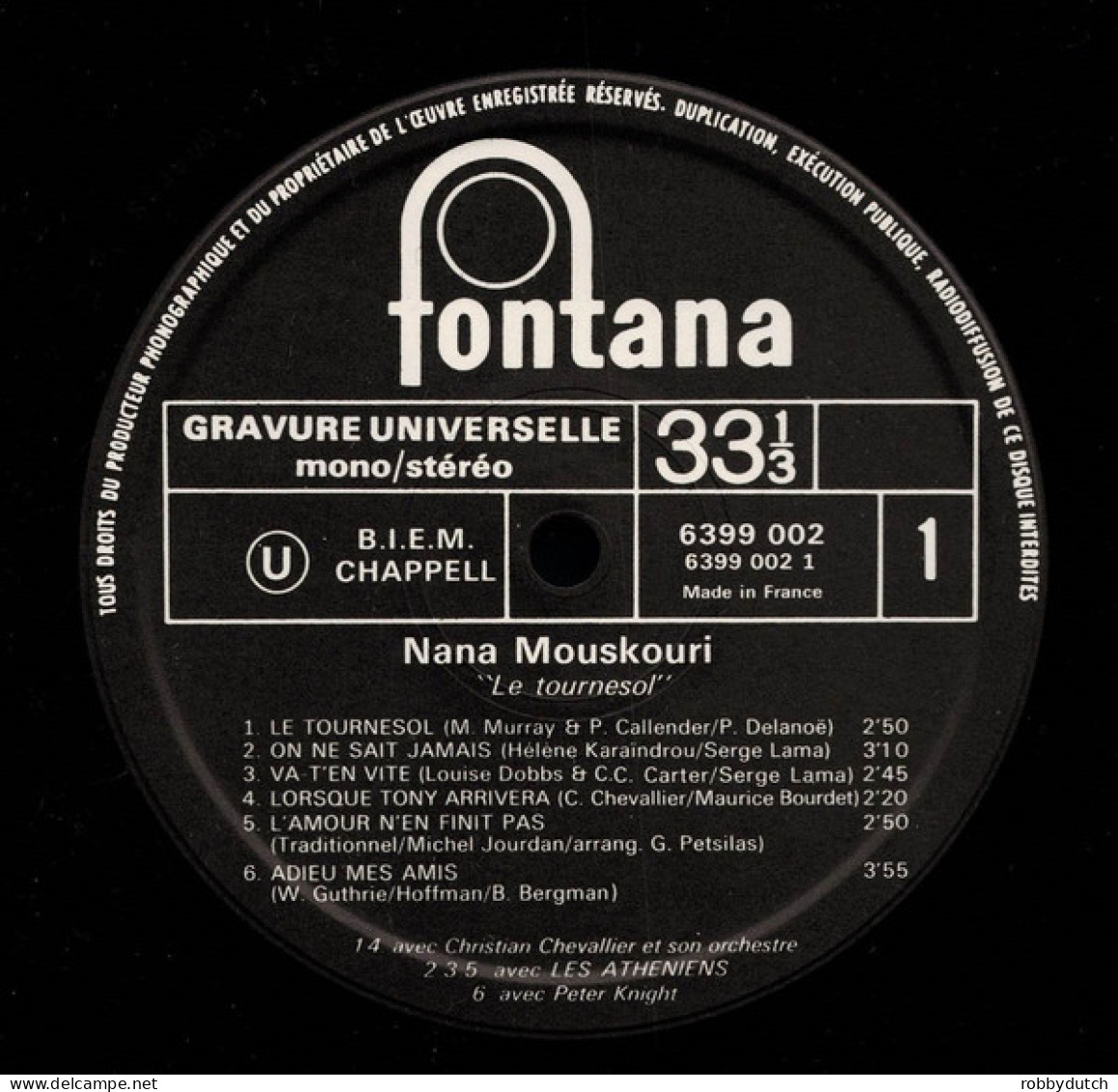 * LP *  NANA MOUSKOURI - LE TOURNESOL (France 1970)