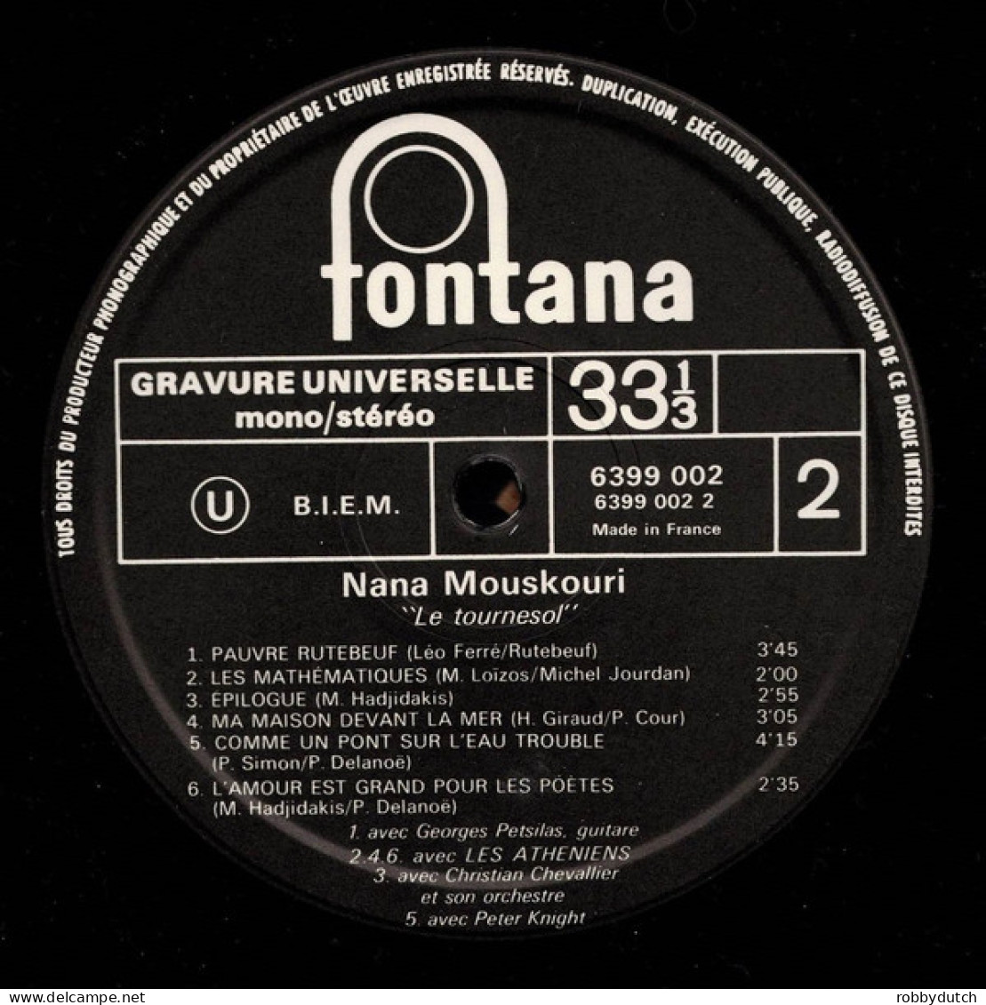 * LP *  NANA MOUSKOURI - LE TOURNESOL (France 1970)