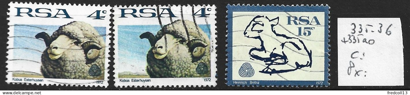 AFRIQUE DU SUD 335-36 + 335a Oblitérés Côte 0.80 € - Used Stamps