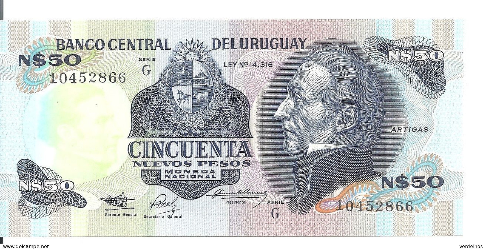 URUGUAY 50 NUEVOS PESOS ND1989 UNC P 61A - Uruguay